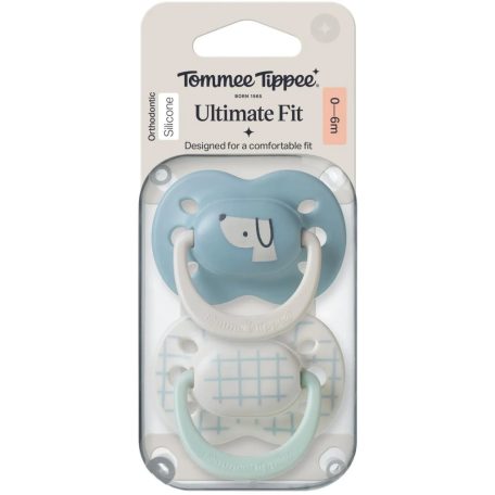 Tommee Tippee Ultimate Fit játszócumi 0-6 hó 2 db - beige/kék kutya