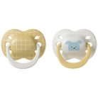 Tommee Tippee Ultimate Fit játszócumi 0-6 hó 2 db - mustársárga/beige kutyus