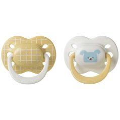   Tommee Tippee Ultimate Fit játszócumi 0-6 hó 2 db - mustársárga/beige kutyus