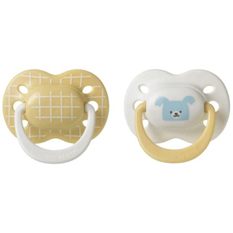 Tommee Tippee Ultimate Fit játszócumi 0-6 hó 2 db - mustársárga/beige kutyus