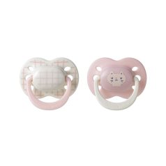   Tommee Tippee Ultimate Fit játszócumi 0-6 hó 2 db - beige/pink cica