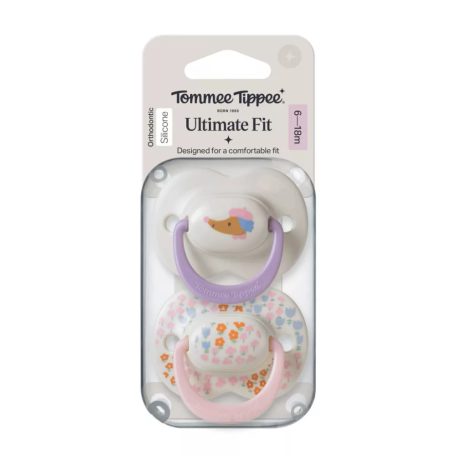 Tommee Tippee Ultimate Fit játszócumi 6-18 hó 2 db - apró virágos/kutyus