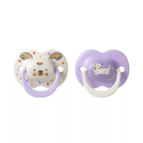 Tommee Tippee Ultimate Fit játszócumi 18-36 hó 2 db - fehér/lila kutyus