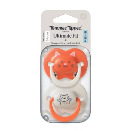 Tommee Tippee Ultimate Fit játszócumi 18-36 hó 2 db - narancs/cica