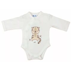   Biopamut elöl patentos hosszú ujjú baba kombidresz (62) - tigris 