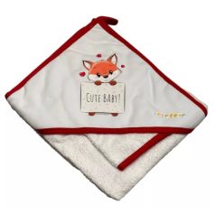   Babastar Frottir fürdőlepedő, fürdetőkesztyűvel 80*80 cm - Cute Róka Szívecskével - Piros 