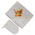 Babastar Frottir fürdőlepedő, fürdetőkesztyűvel 80*80 cm - Őzike és Róka