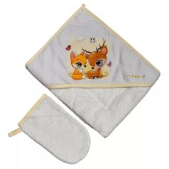   Babastar Frottir fürdőlepedő, fürdetőkesztyűvel 80*80 cm - Őzike és Róka