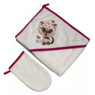 Babastar Frottir fürdőlepedő, fürdetőkesztyűvel 80*80 cm - Hello Cica Pillangóval