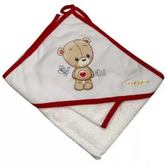   Babastar Frottir fürdőlepedő, fürdetőkesztyűvel 80*80 cm - Hello Maci Szívecskével