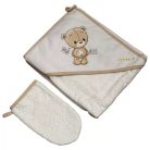 Babastar Frottir fürdőlepedő, fürdetőkesztyűvel 80*80 cm - Hello Maci Pillangóval