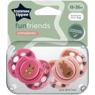 Tommee Tippee Fun Friends játszócumi 18-36 hó 2 db - pink/rózsaszín