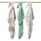 BabyOno 3 db-os színes,mintás textil pelenka - zöld