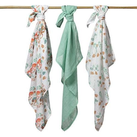 BabyOno 3 db-os színes,mintás textil pelenka - zöld