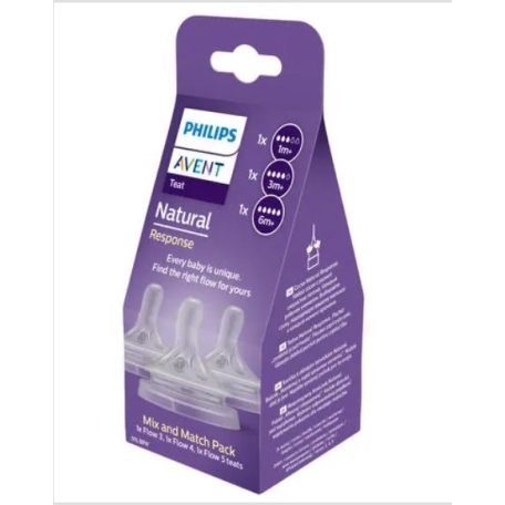 Philips AVENT SCY960/03 Natural Response etetőcumi mix 1hó+,3hó+,6hó+, 3 db