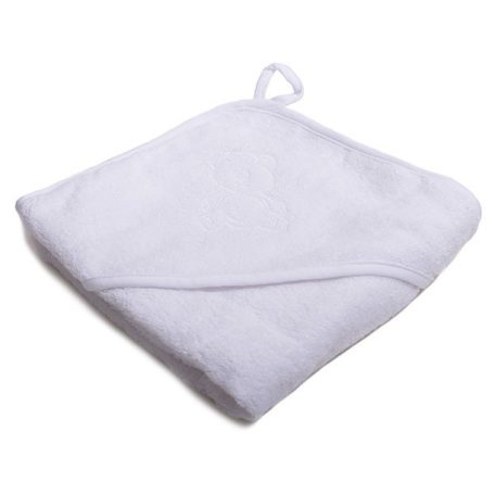 Vaganza hímzett fürdőlepedő, fürdetőkesztyűvel 80*80 cm - fehér maci