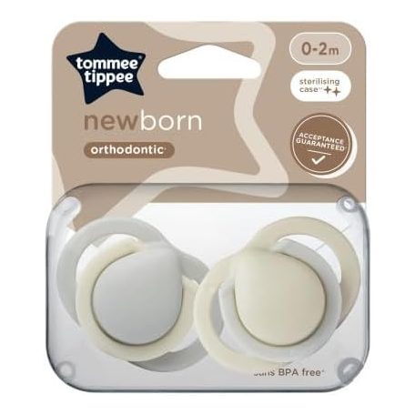 Tommee Tippee Newborn újszülött játszócumi 0-2 hó 2 db - szürke/bézs