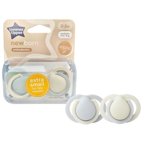 Tommee Tippee Newborn újszülött játszócumi 0-2 hó 2 db - szürke/bézs