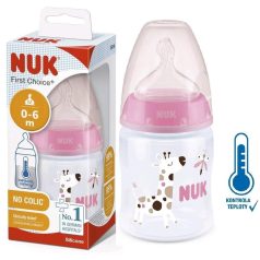   NUK First Choice Temperature Control cumisüveg 150 ml - Rózsaszín zsiráf