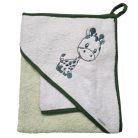 Babastar hímzett fürdőlepedő, fürdetőkesztyűvel 80*80 cm - zsiráf fehér/zöld