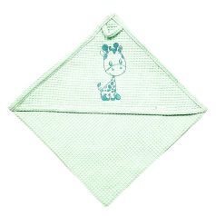   Babastar hímzett fürdőlepedő Waffle110*110 cm - zsiráf menta