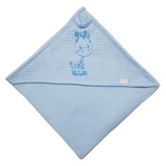   Babastar hímzett fürdőlepedő Waffle110*110 cm - zsiráf kék