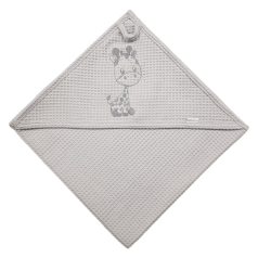   Babastar hímzett fürdőlepedő Waffle 70*70 cm - zsiráf szürke 