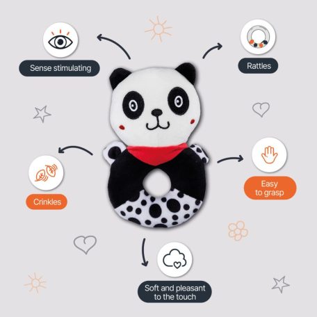 Zopa Kontrasztos fejlesztő csörgő - Panda 