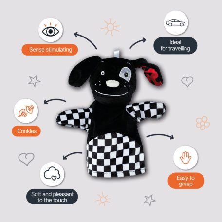 Zopa Kontrasztos fejlesztő kesztyűbáb - Dog