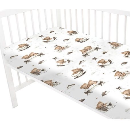 Baby Shop 60*120 cm pamut,gumis lepedő - Mackó álom bézs