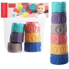 Puha tapintás fejlesztő 6db-os toronyépítő játékszett
