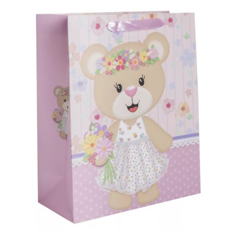 Ajándéktasak Macilány virágos 26x32 cm