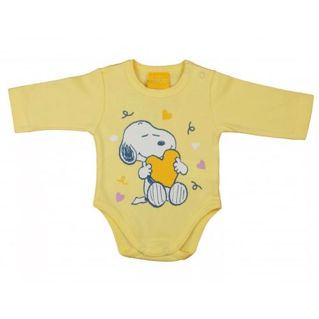 Hosszú ujjú baba body Snoopy mintával  (50) - sárga