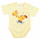 Rövid ujjú baba body - sárga zsiráf (50)