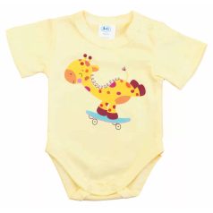 Rövid ujjú baba body - sárga zsiráf (50)