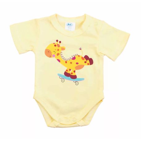 Rövid ujjú baba body - sárga zsiráf (50)