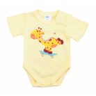 Rövid ujjú baba body - sárga zsiráf (56)