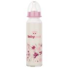 Baby-Nova üveg cumisüveg 240 ml 0-24hó szilikon cumival M-es - rózsaszín