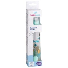   Baby-Nova üveg cumisüveg 240 ml 0-24hó szilikon cumival M-es - kék
