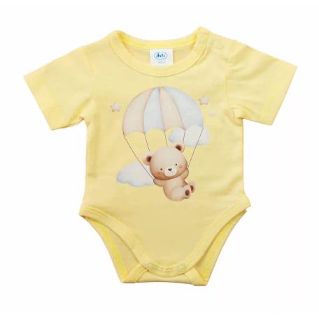 Rövid ujjú baba body sárga maci (68)