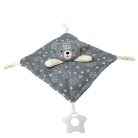 Tulilo puha plüss csörgő,rágóka,alvókendő - szürke maci 