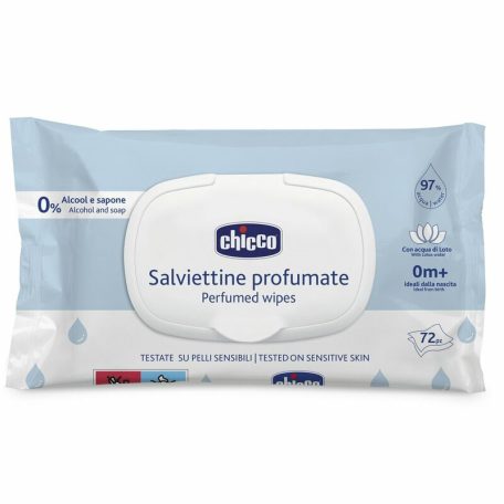 Chicco Lótuszvizes illatos törlőkendő kemény fedéllel 72db érzékeny bőrre 0h+