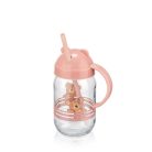 QLUX szívószálas üvegpohár 370ml - Teddy rózsaszín
