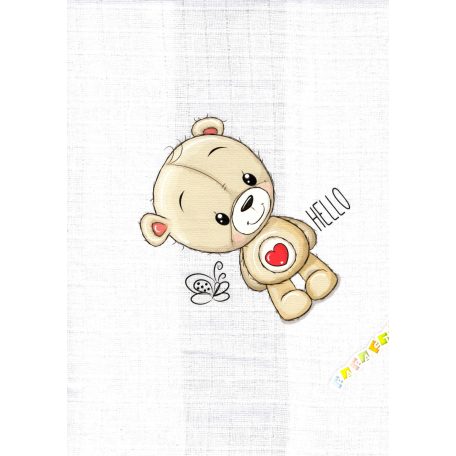 Babastar mintás textil pelenka 1db-os - Szívecskés maci 