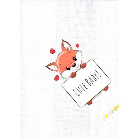 Babastar mintás textil pelenka 1db-os - Szívecskés róka 