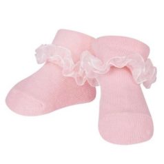 Yo! Baby pamut zokni csipkés 0-3 hó - pink