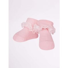 Yo! Baby pamut zokni csipkés pink 6-9 hó