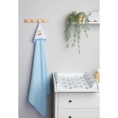 Kapucnis fürdőlepedő 100*100 cm kék/fehér - róka 