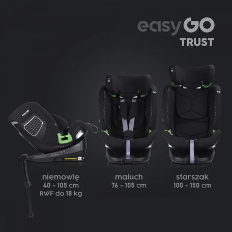 EasyGo Trust i-Size Isofix gyermekülés (40-150 cm) - Iron 