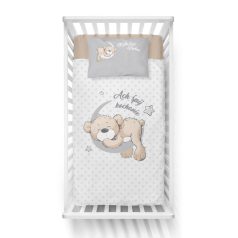   Pamut ágynemű huzat 100*135 cm - Maci a Holdon szürke / fehér